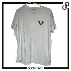 True Religion White and Red Short Sleeve Graphic Design World Tour Tee Size 2XL